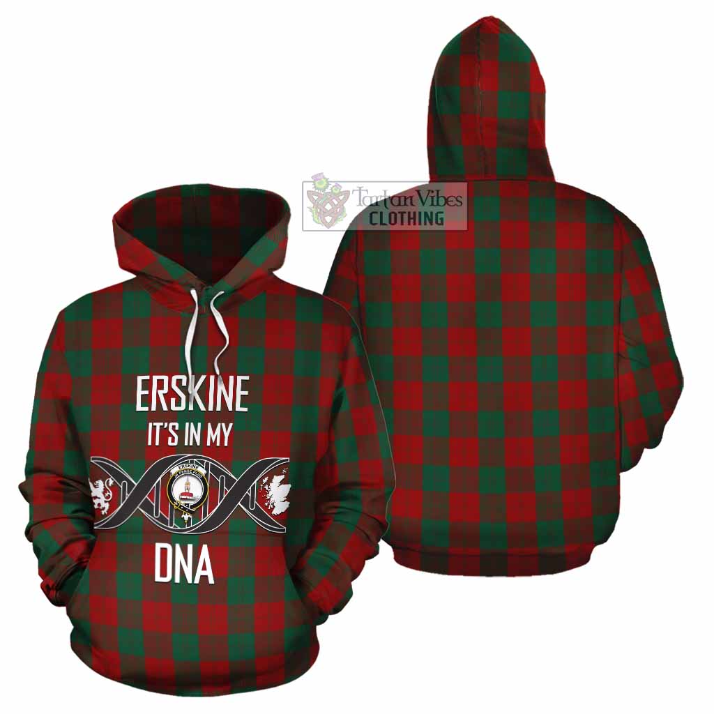 Tartan Vibes Clothing Erskine Tartan Cotton Hoodie with Family Crest DNA In Me Style