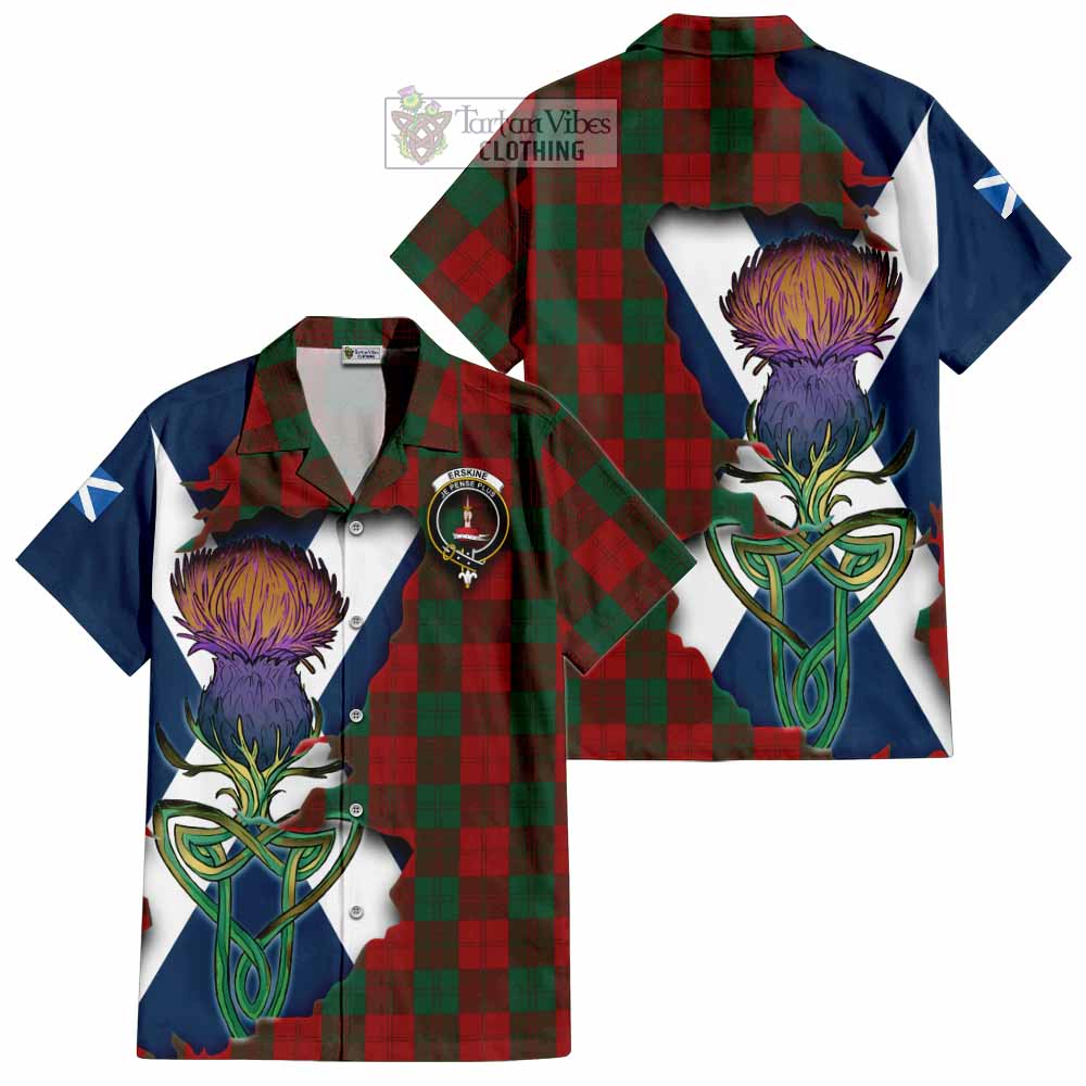 Erskine Tartan Family Crest Hawaiian Shirt Scottish Thistle Celtic Inspired - Tartan Vibes Clothing