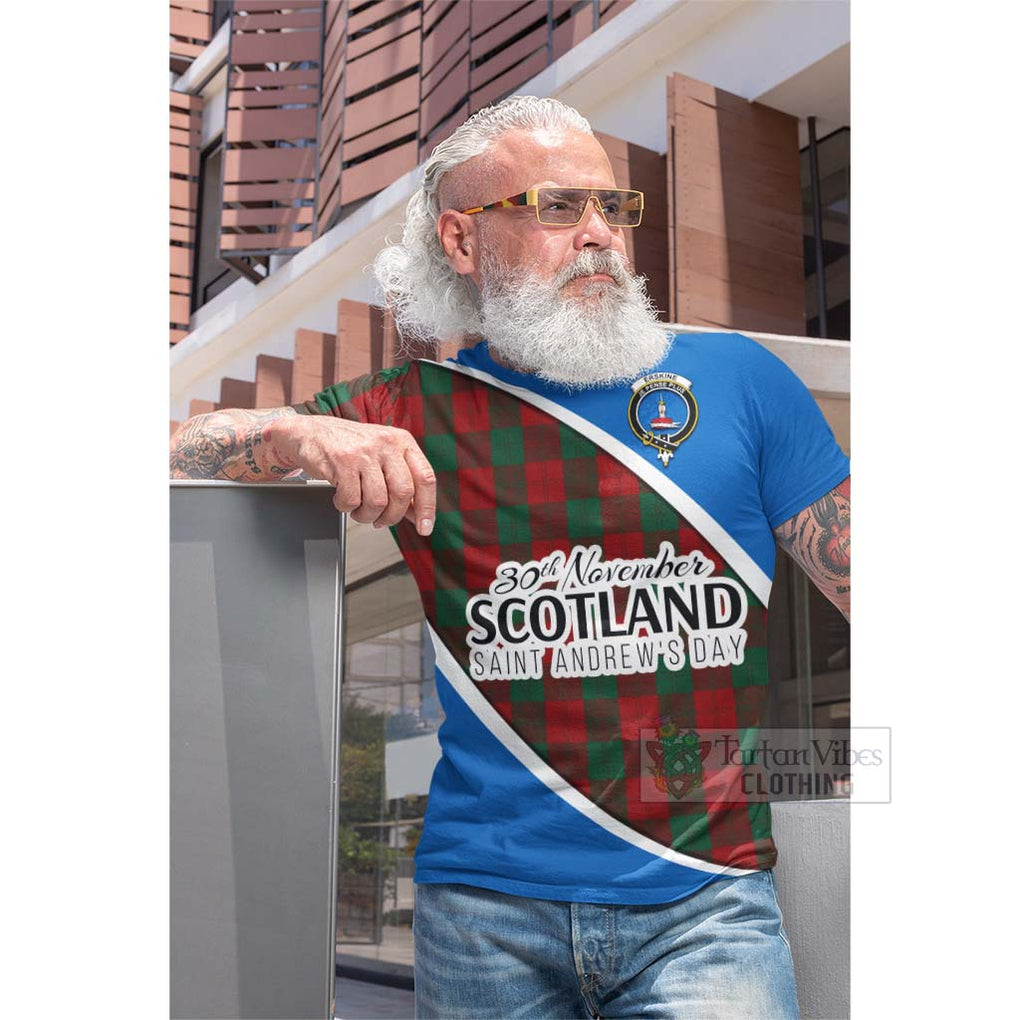 Tartan Vibes Clothing Erskine Family Crest Tartan Cotton T-shirt Celebrate Saint Andrew's Day in Style