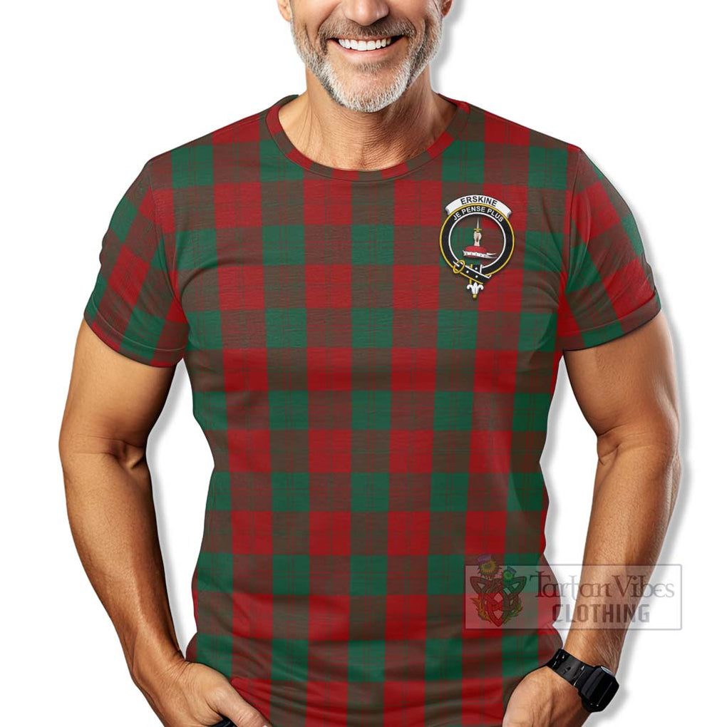 Tartan Vibes Clothing Erskine Tartan T-Shirt with Family Crest Celtic Skull Style