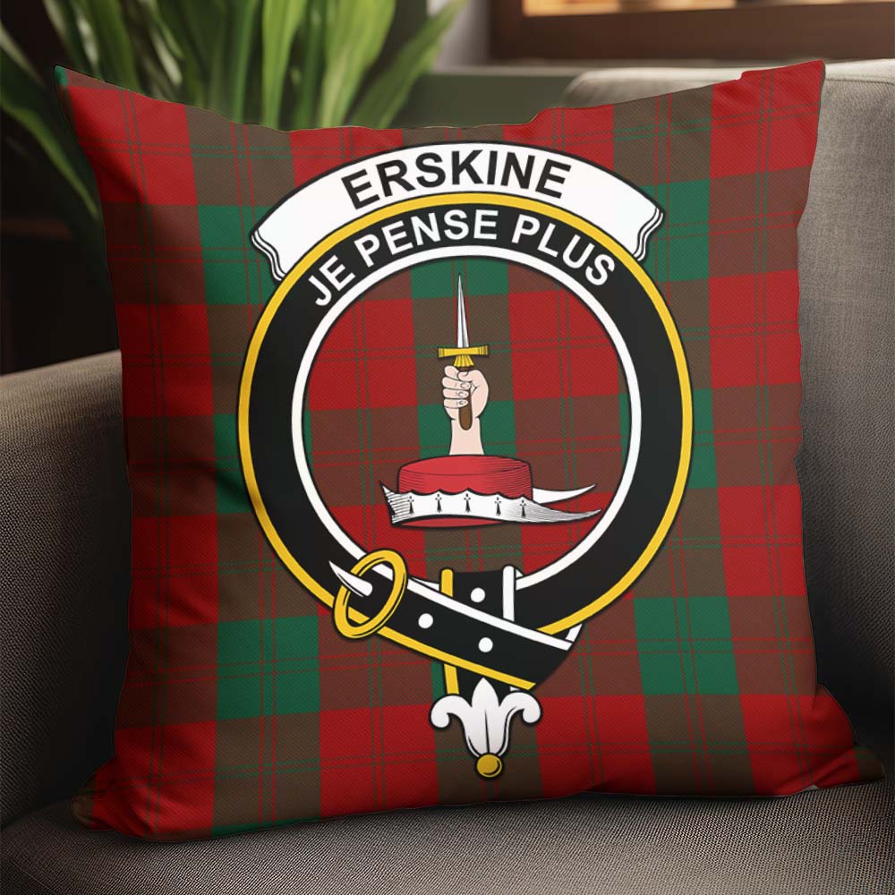 Erskine Tartan Pillow Cover with Family Crest - Tartanvibesclothing