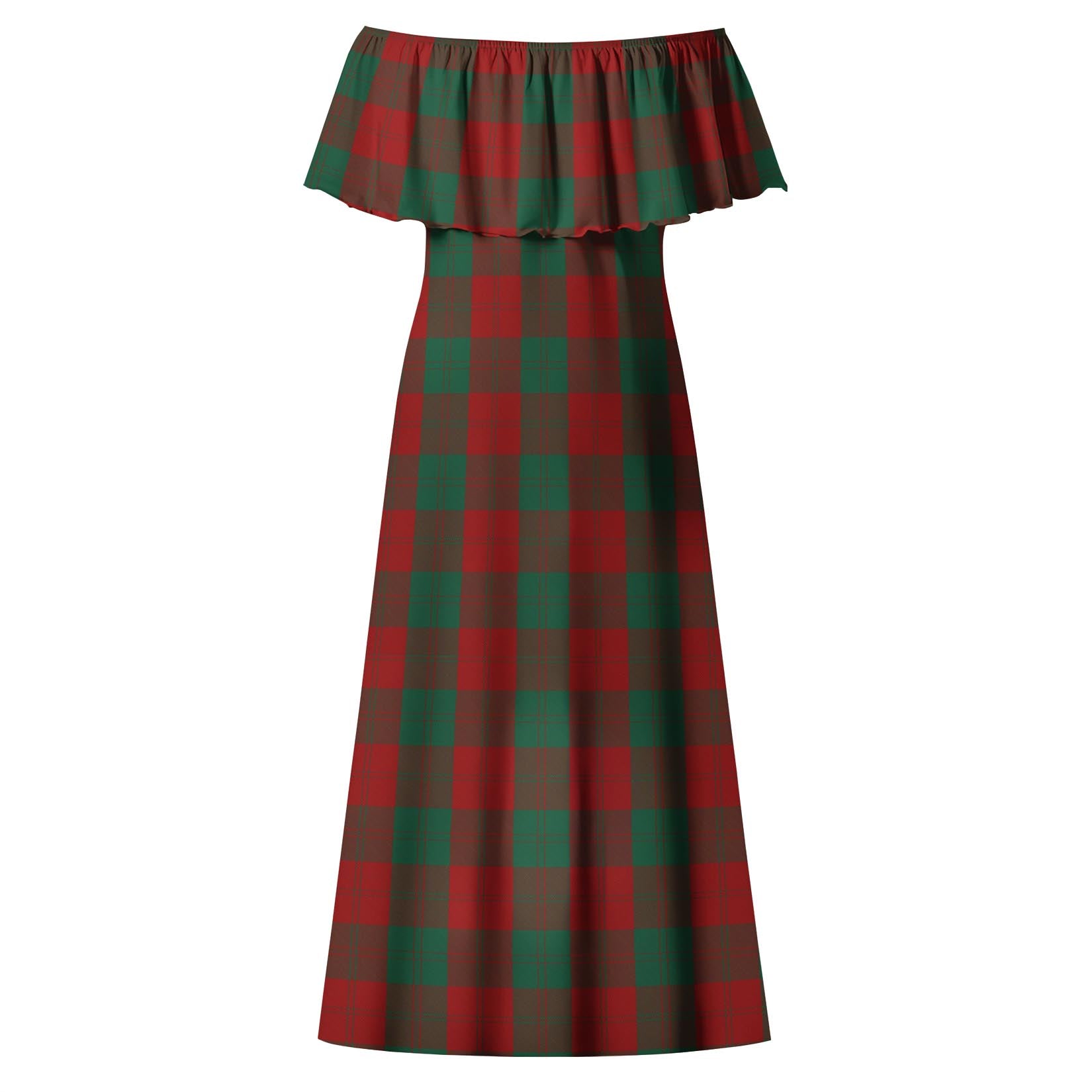 Erskine Tartan Off Shoulder Long Dress - Tartanvibesclothing