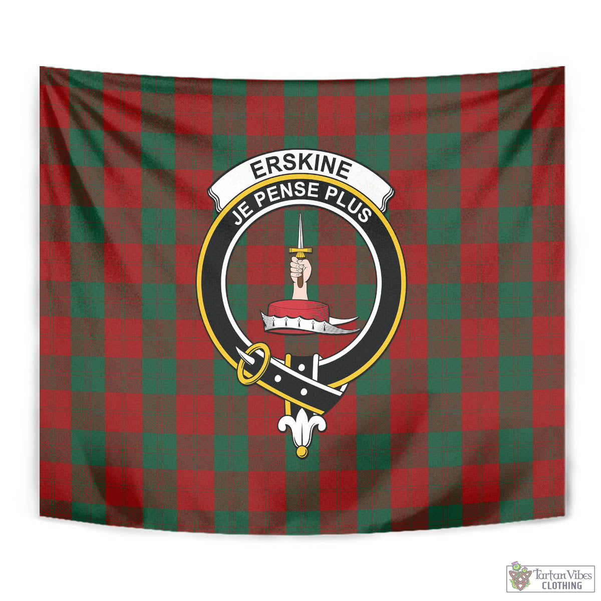 Tartan Vibes Clothing Erskine Tartan Tapestry Wall Hanging and Home Decor for Room with Family Crest