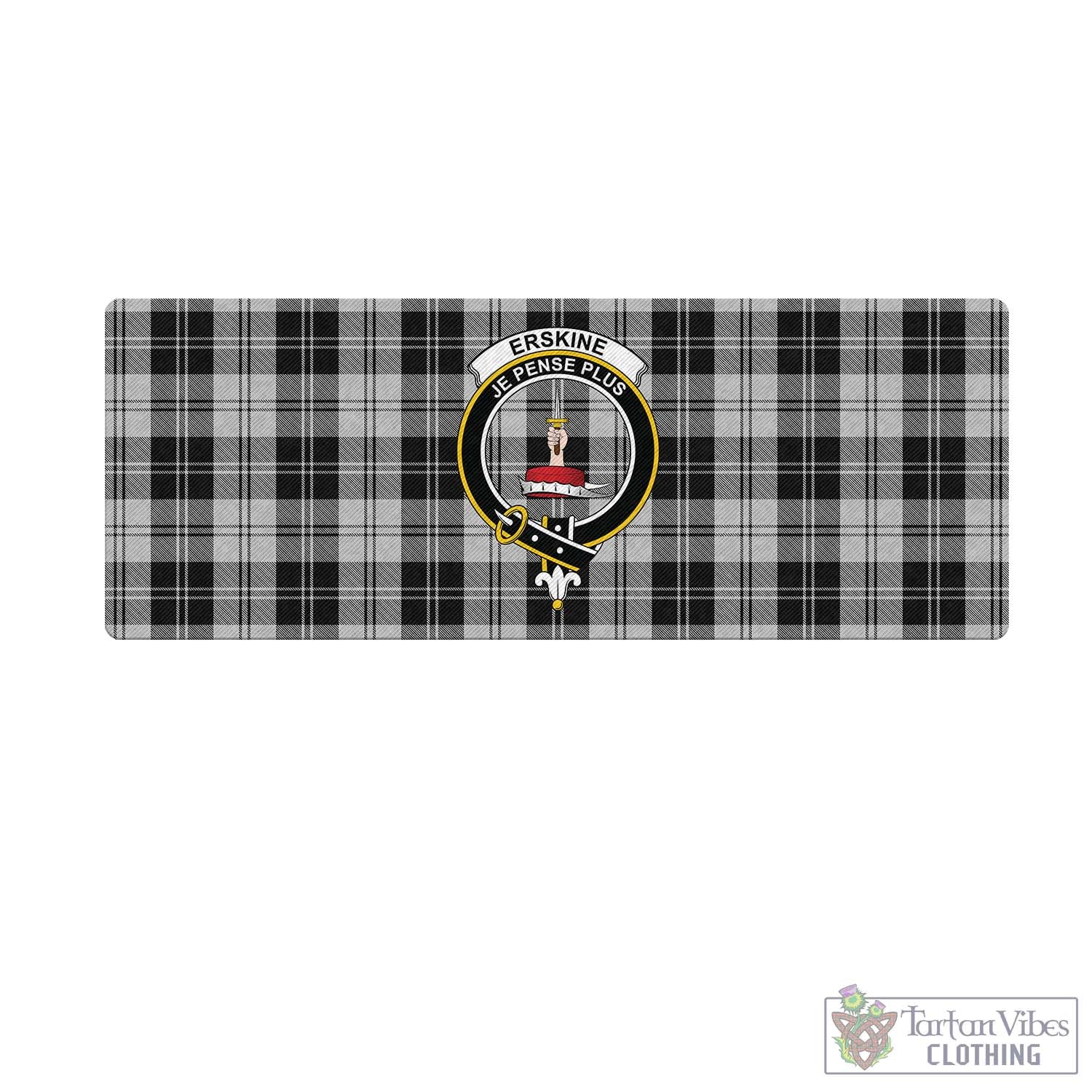 Tartan Vibes Clothing Erskine Black and White Tartan Mouse Pad with Family Crest