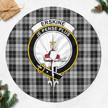 Erskine Black and White Tartan Christmas Tree Skirt with Family Crest