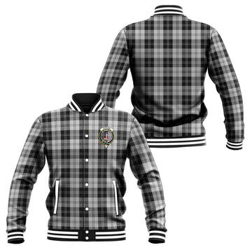 Erskine Black and White Tartan Baseball Jacket with Family Crest