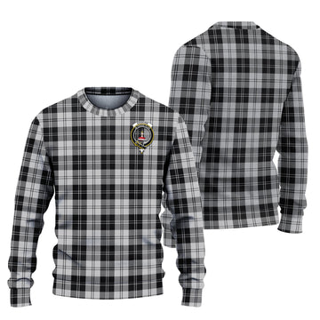 Erskine Black and White Tartan Ugly Sweater with Family Crest