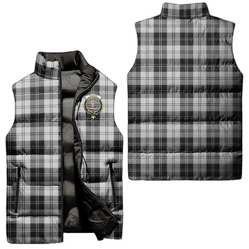 Erskine Black and White Tartan Sleeveless Puffer Jacket with Family Crest