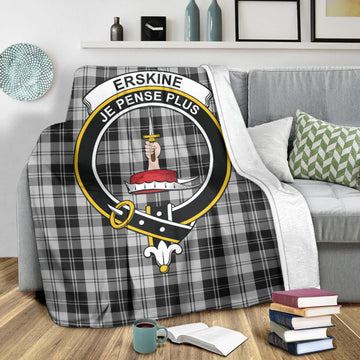 Erskine Black and White Tartan Blanket with Family Crest