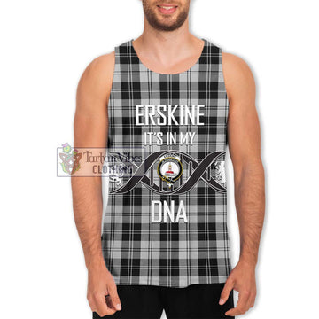 Erskine Black and White Tartan Men's Tank Top with Family Crest DNA In Me Style