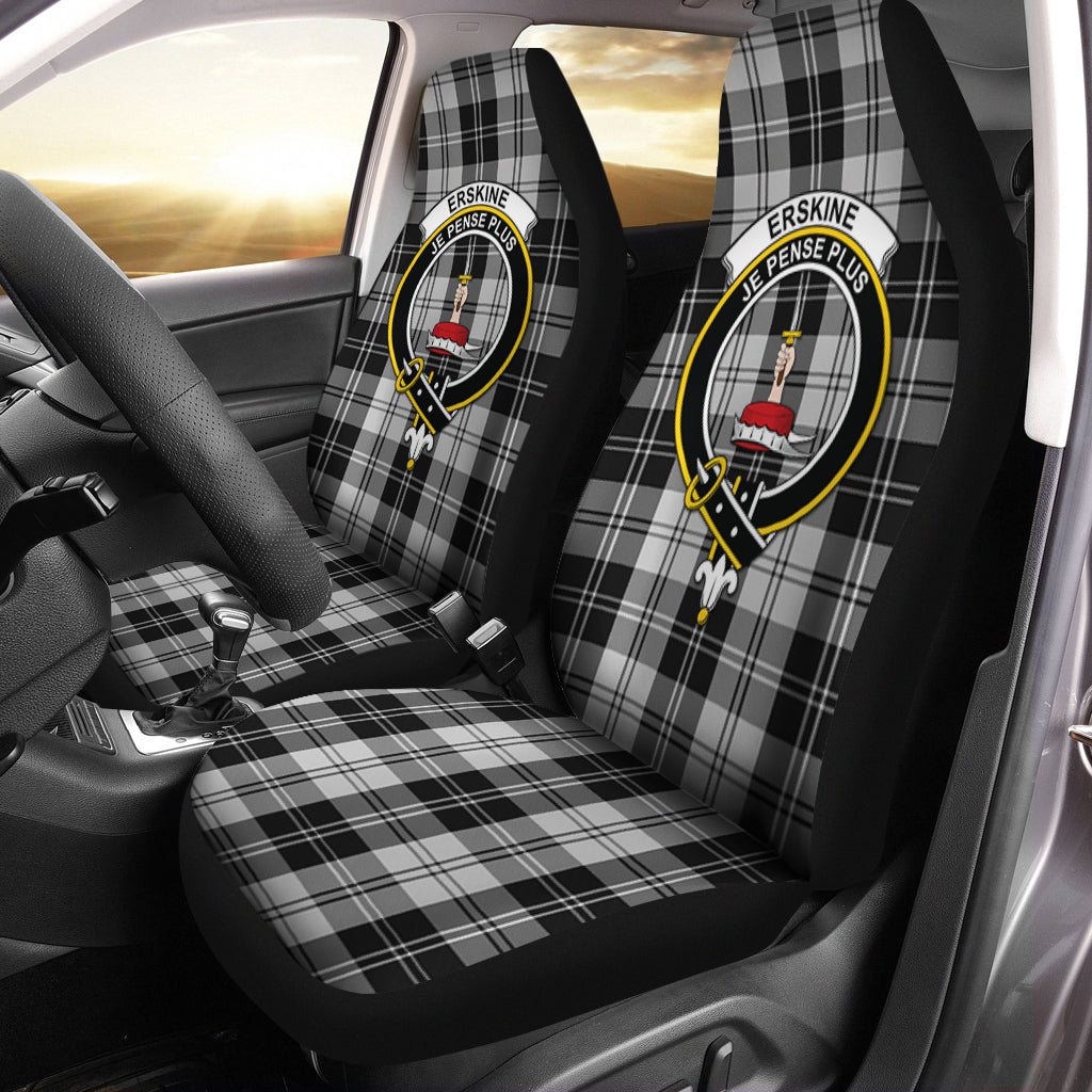 Erskine Black and White Tartan Car Seat Cover with Family Crest One Size - Tartanvibesclothing