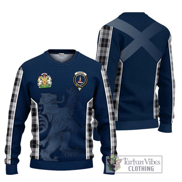 Erskine Black and White Tartan Ugly Sweater with Family Crest and Lion Rampant Vibes Sport Style