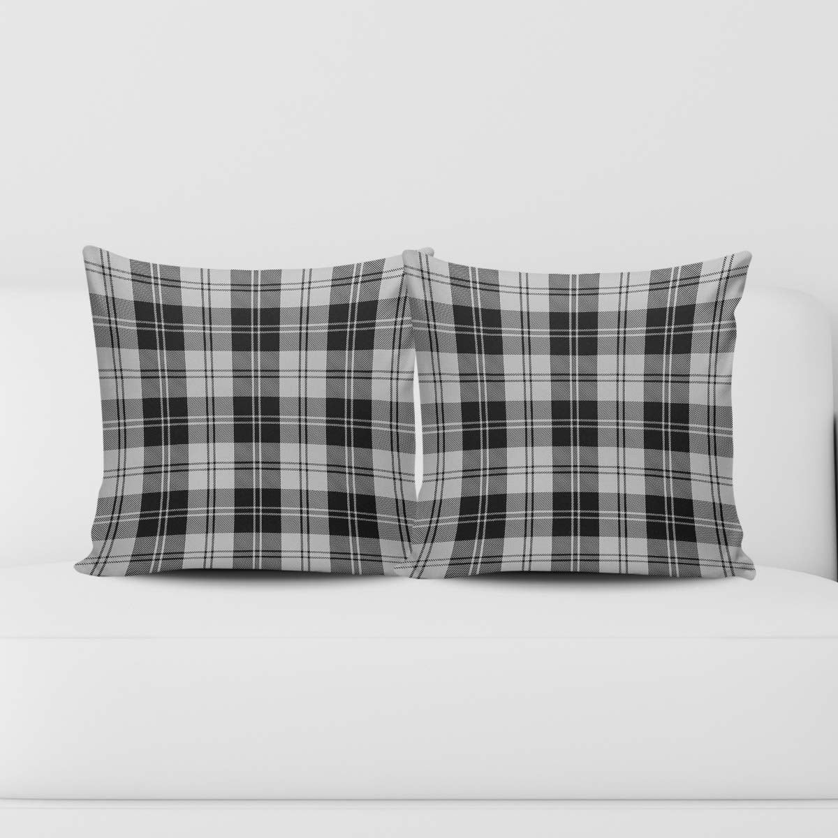 Erskine Black and White Tartan Pillow Cover Square Pillow Cover - Tartanvibesclothing