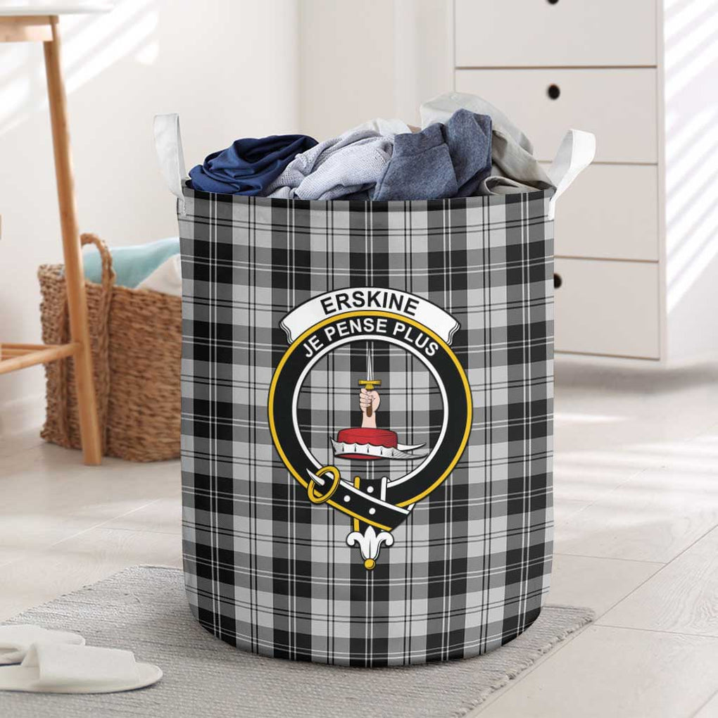 Erskine Black and White Tartan Laundry Basket with Family Crest One Size - Tartanvibesclothing Shop