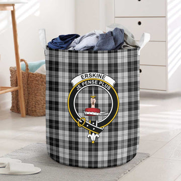 Erskine Black and White Tartan Laundry Basket with Family Crest