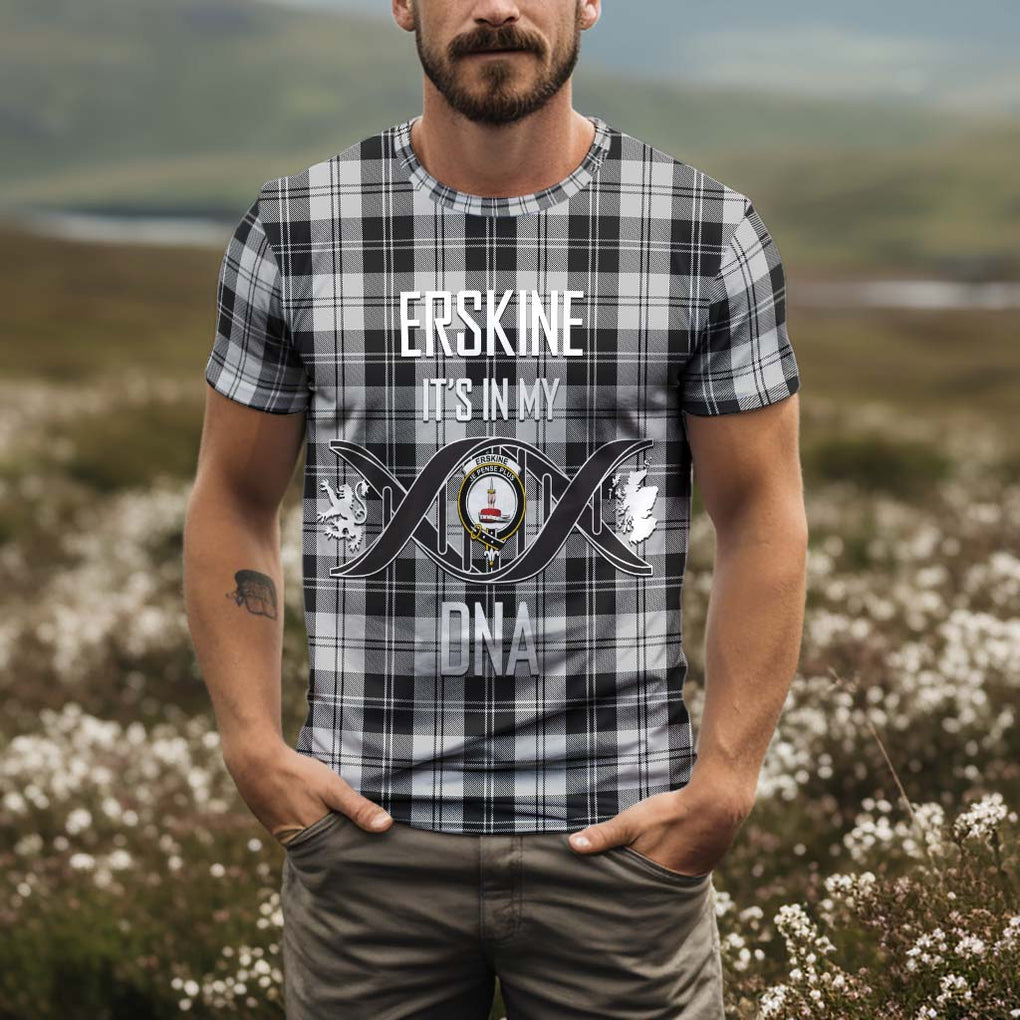 Erskine Black and White Tartan T-Shirt with Family Crest DNA In Me Style Kid's Shirt - Tartan Vibes Clothing