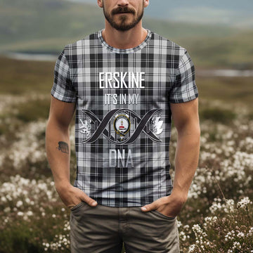 Erskine Black and White Tartan T-Shirt with Family Crest DNA In Me Style