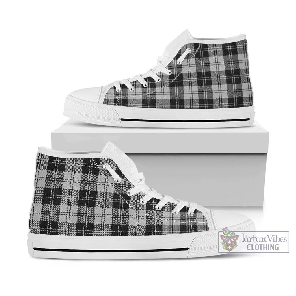 Tartan Vibes Clothing Erskine Black and White Tartan High Top Shoes