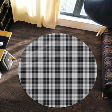 Erskine Black and White Tartan Round Rug