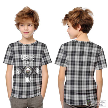 Erskine Black and White Tartan Kid T-Shirt with Family Crest DNA In Me Style