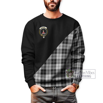 Erskine Black and White Tartan Sweatshirt with Family Crest and Military Logo Style