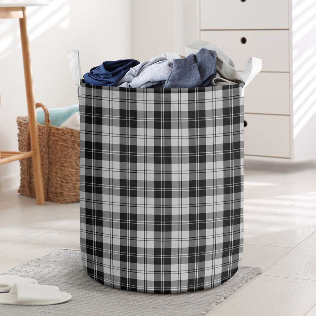 Erskine Black and White Tartan Laundry Basket One Size - Tartanvibesclothing Shop