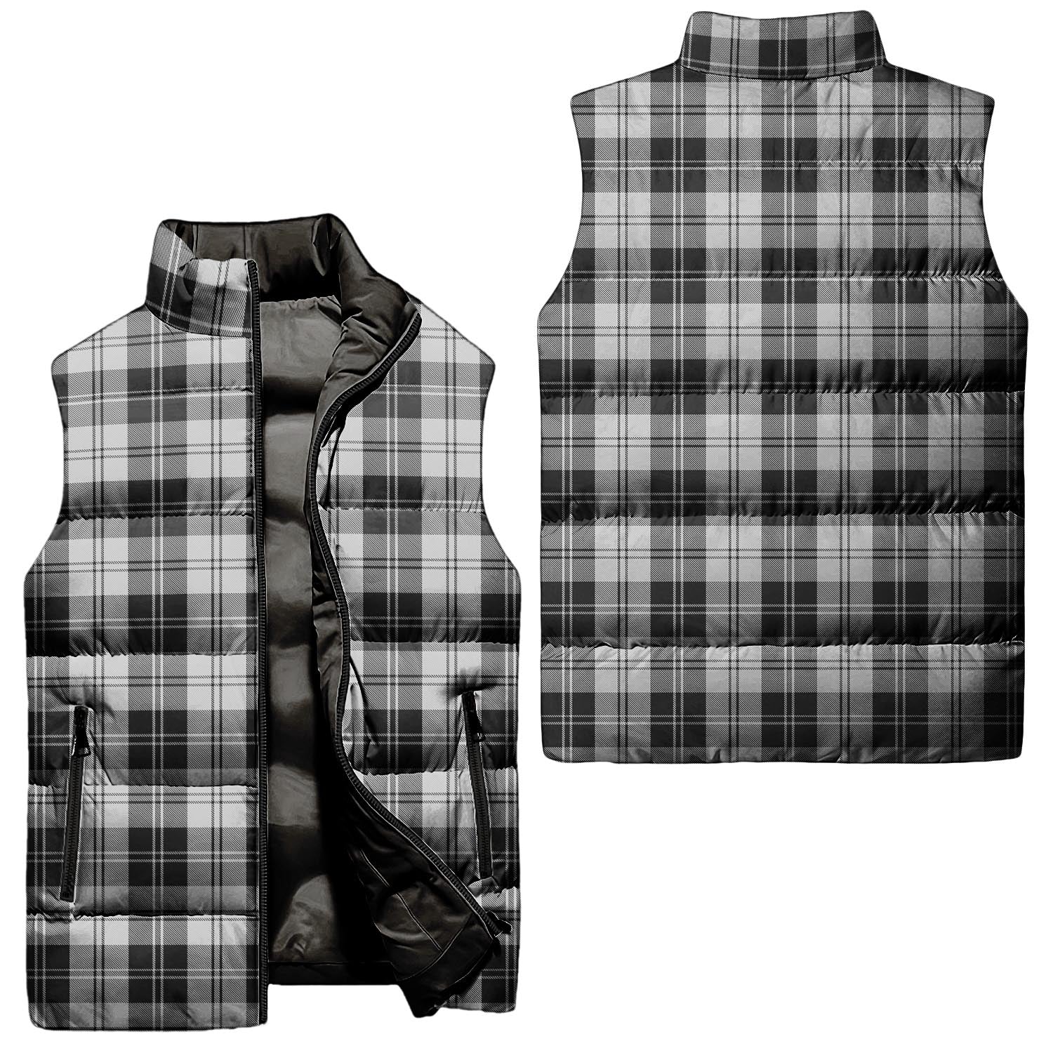 Erskine Black and White Tartan Sleeveless Puffer Jacket Unisex - Tartanvibesclothing