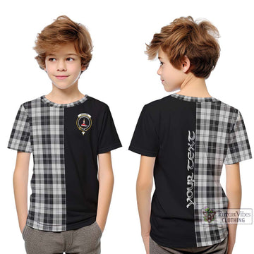 Erskine Black and White Tartan Kid T-Shirt with Family Crest and Half Of Me Style