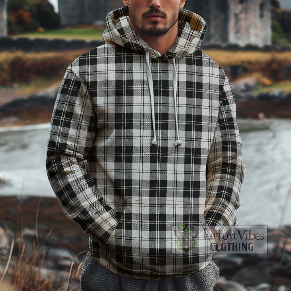 Erskine Black and White Tartan Cotton Hoodie Pullover Hoodie XS - Tartan Vibes Clothing