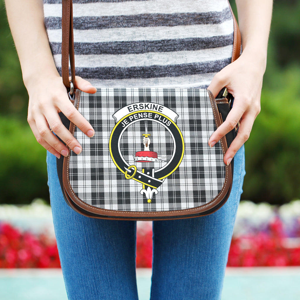 Erskine Black and White Tartan Saddle Bag with Family Crest One Size - Tartan Vibes Clothing