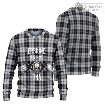 Erskine Black and White Tartan Ugly Sweater with Family Crest DNA In Me Style