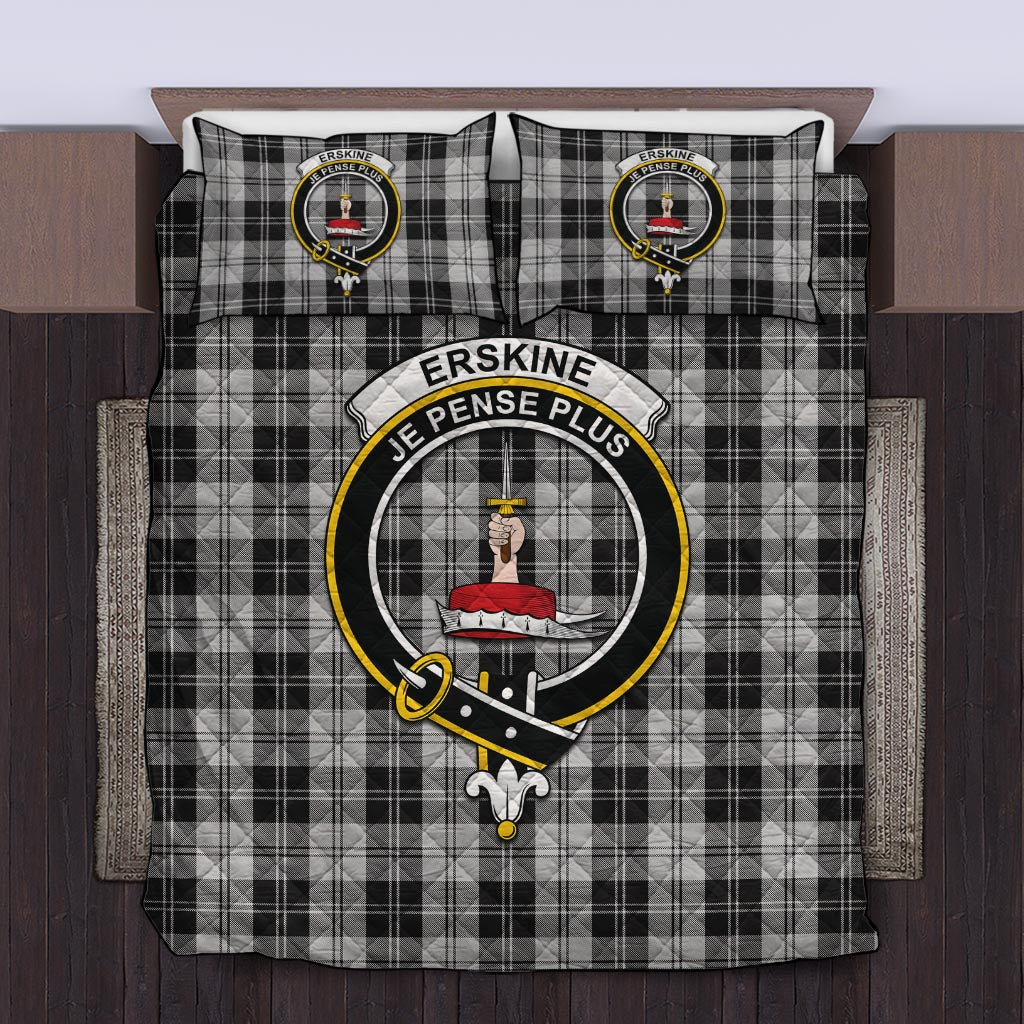 Erskine Black and White Tartan Quilt Bed Set with Family Crest Twin - Tartan Vibes Clothing