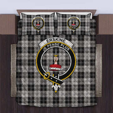 Erskine Black and White Tartan Quilt Bed Set with Family Crest