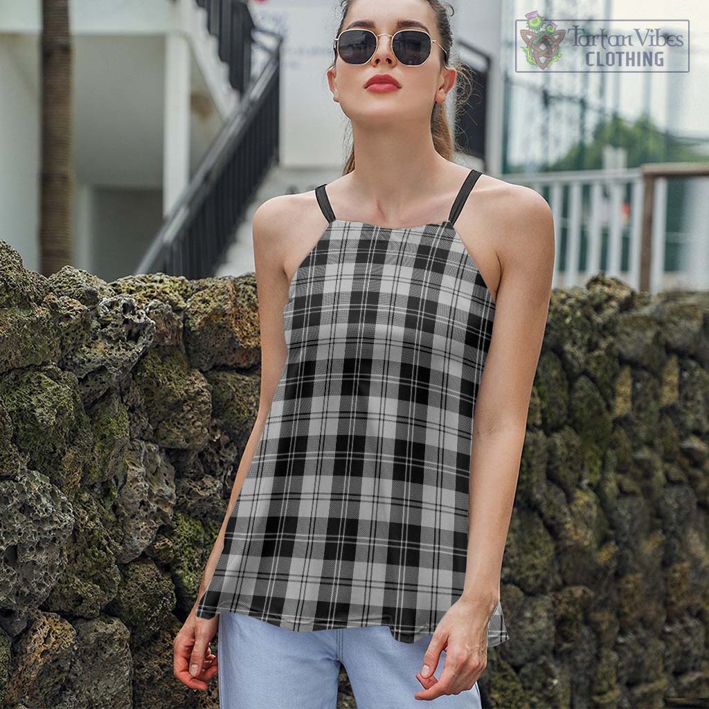 Tartan Vibes Clothing Erskine Black and White Tartan Loose Halter Neck Camisole