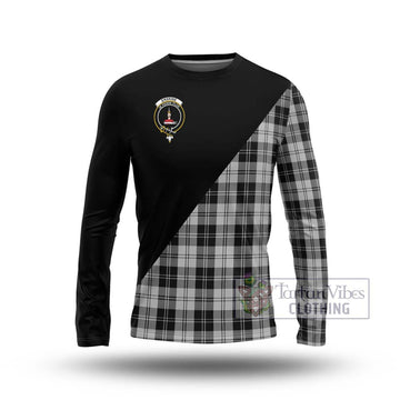 Erskine Black and White Tartan Long Sleeve T-Shirt with Family Crest and Military Logo Style