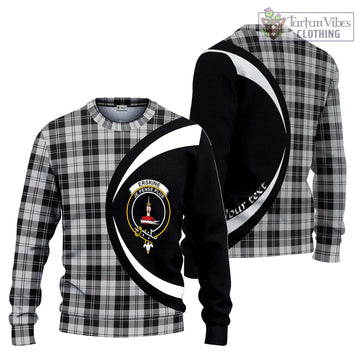 Erskine Black and White Tartan Ugly Sweater with Family Crest Circle Style