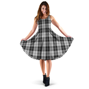 Erskine Black and White Tartan Sleeveless Midi Womens Dress