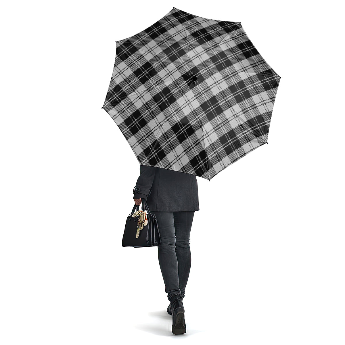 Erskine Black and White Tartan Umbrella One Size - Tartanvibesclothing