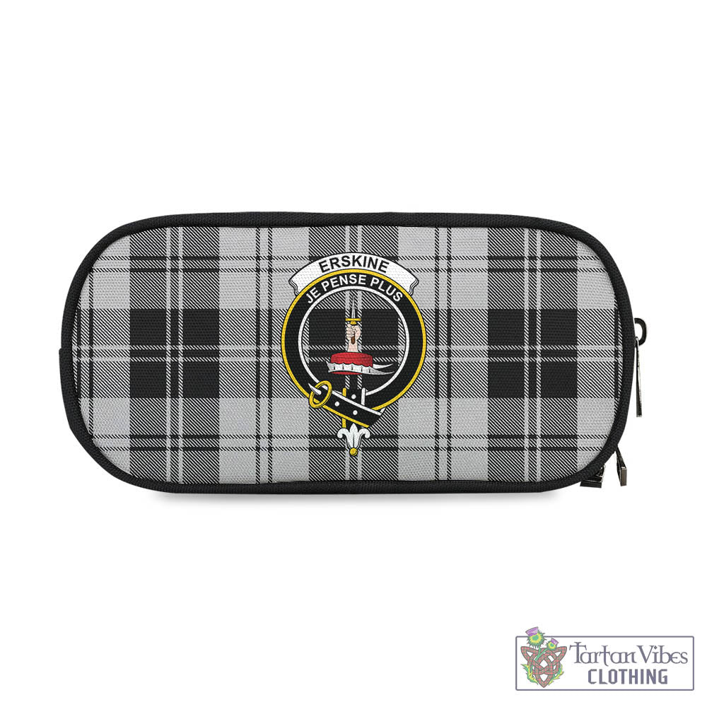 Tartan Vibes Clothing Erskine Black and White Tartan Pen and Pencil Case with Family Crest