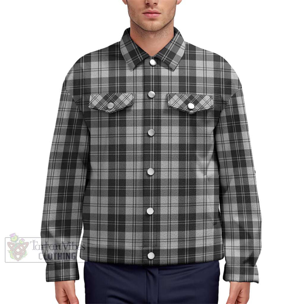 Erskine Black and White Tartan Unisex Lapel Cotton Jacket Unisex - Tartan Vibes Clothing