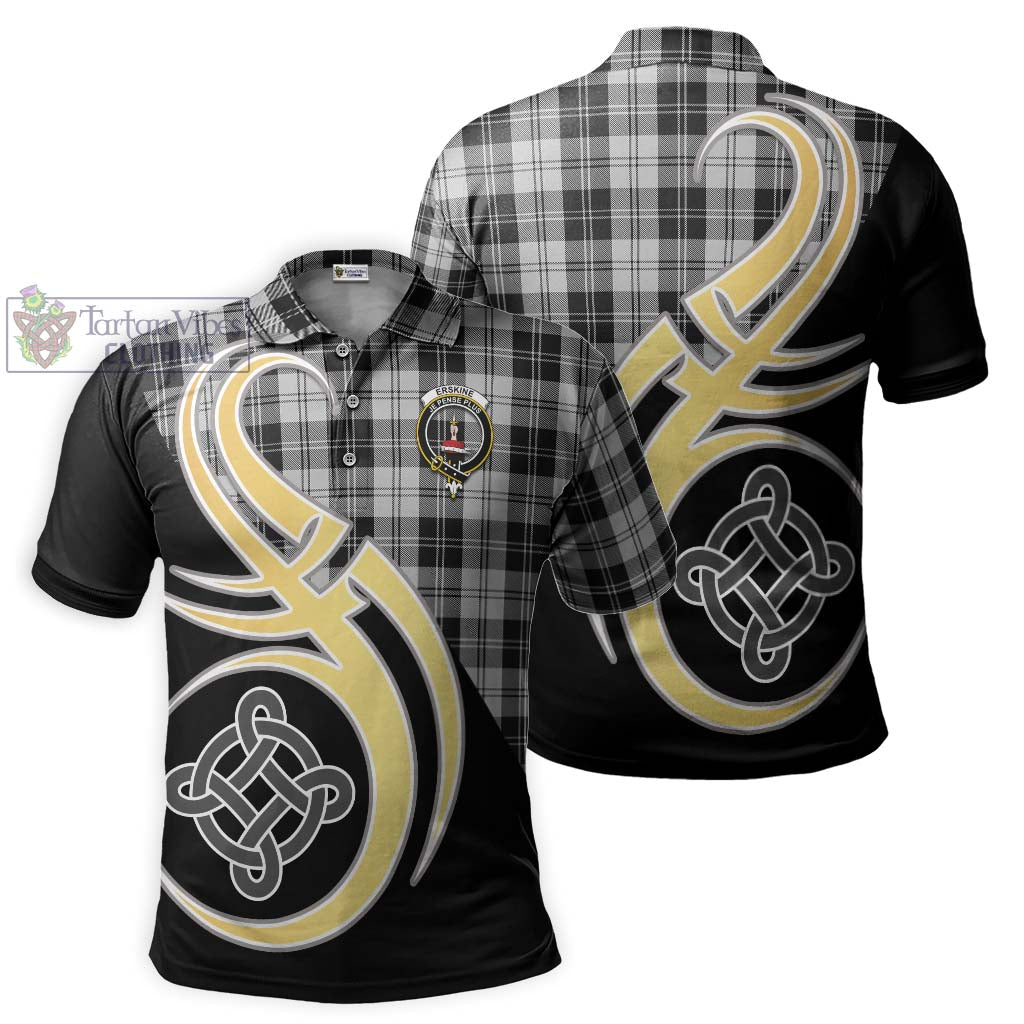 Erskine Black and White Tartan Polo Shirt with Family Crest and Celtic Symbol Style Kid - Tartan Vibes Clothing