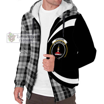 Erskine Black and White Tartan Sherpa Hoodie with Family Crest Circle Style