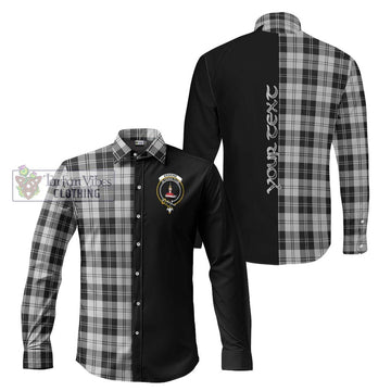 Erskine Black and White Tartan Long Sleeve Button Shirt with Family Crest and Half Of Me Style