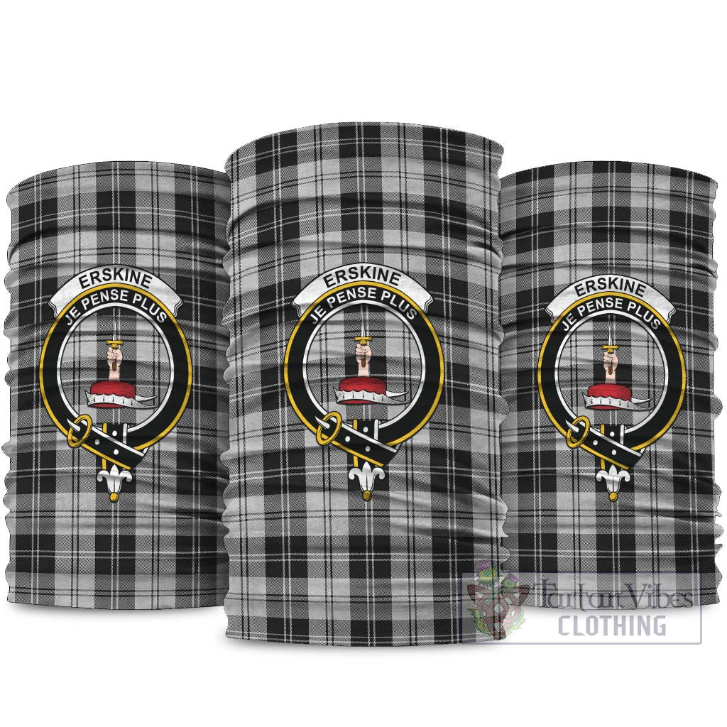 Erskine Black and White Tartan Neck Gaiters, Tartan Bandanas, Tartan Head Band with Family Crest