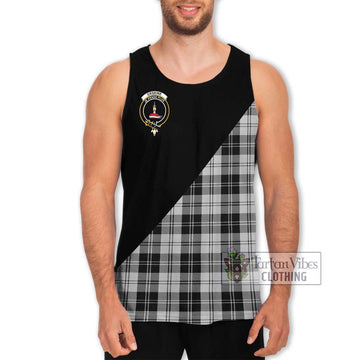 Erskine Black and White Tartan Men's Tank Top with Family Crest and Military Logo Style