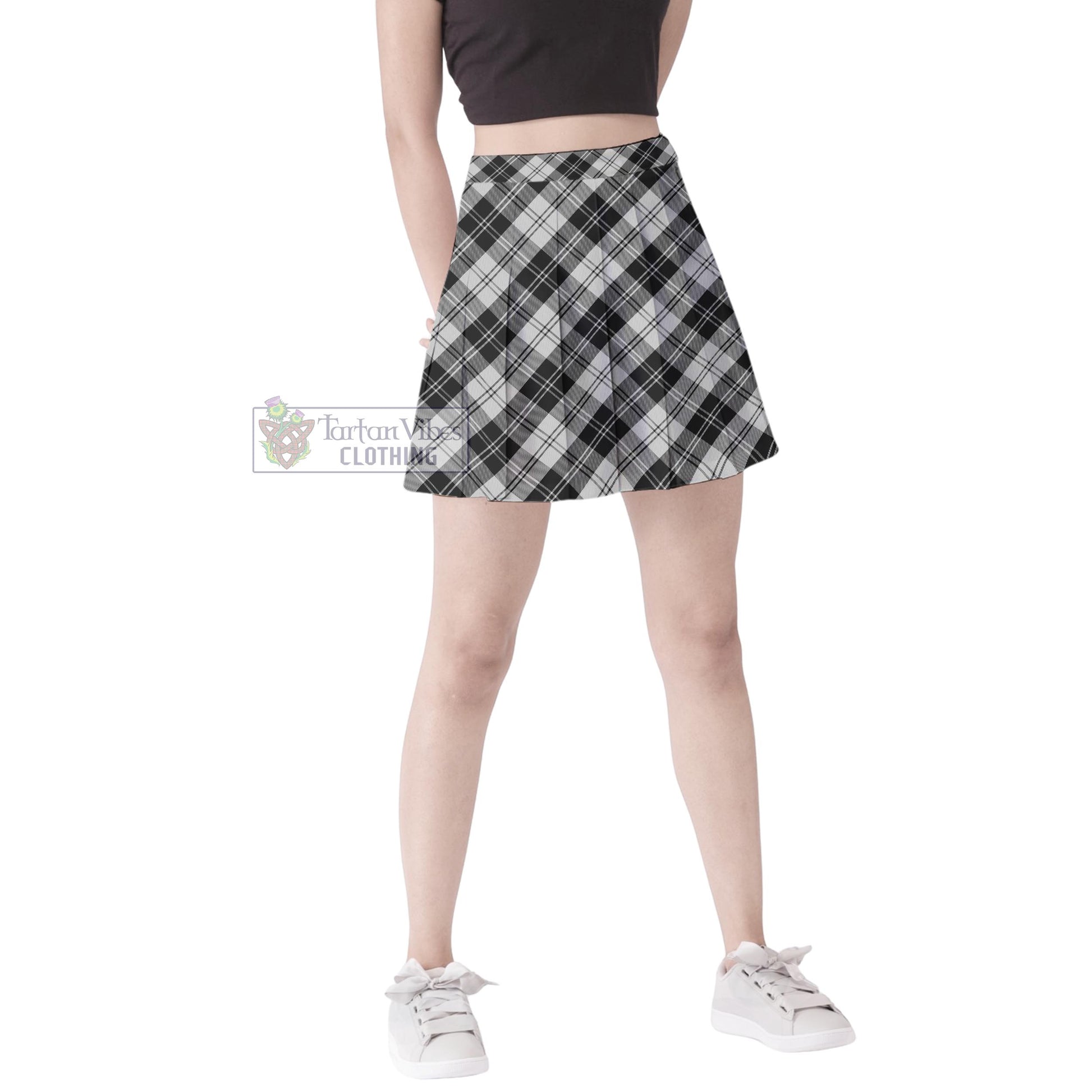 Tartan Vibes Clothing Erskine Black and White Tartan Women's Plated Mini Skirt