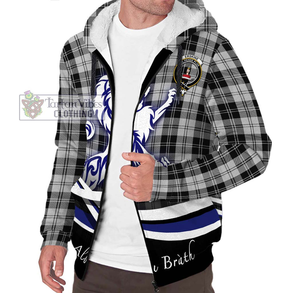 Erskine Black and White Tartan Sherpa Hoodie with Alba Gu Brath Regal Lion Emblem Unisex S - Tartanvibesclothing Shop