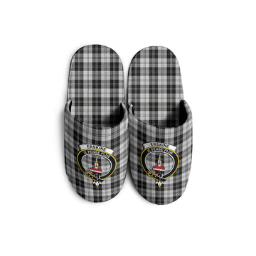 Erskine Black and White Tartan Home Slippers with Family Crest