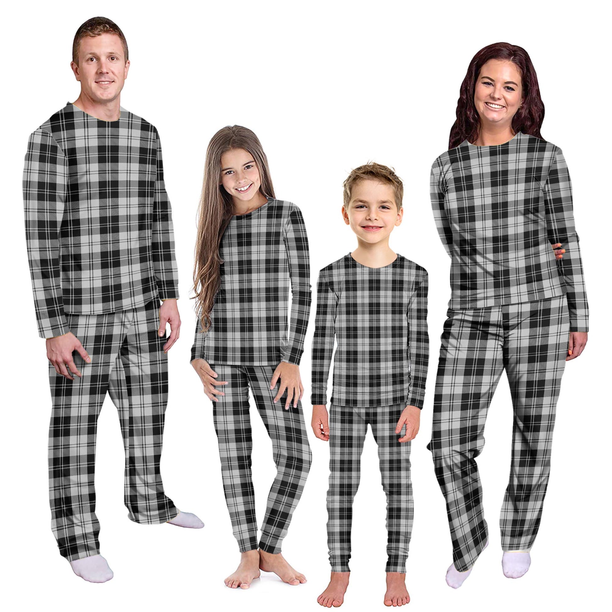 Erskine Black and White Tartan Pajamas Family Set Kid - Tartan Vibes Clothing