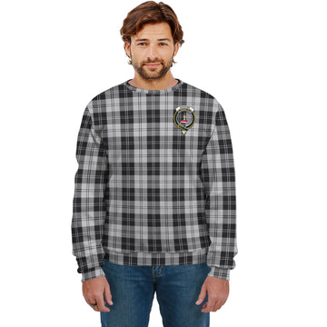 Erskine Black and White Tartan Sweatshirt with Family Crest